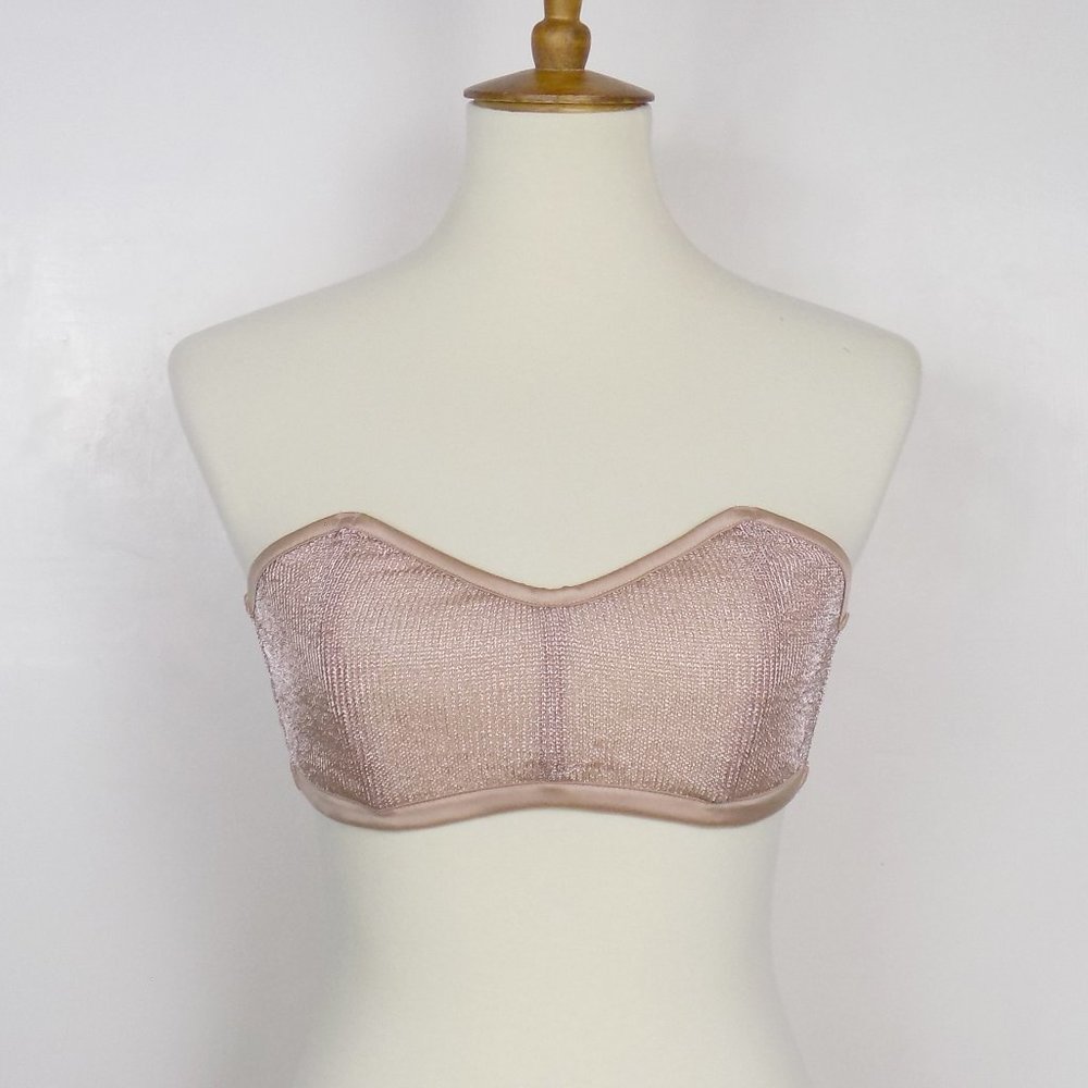 Victoria's Secret bandeau strapless bralette metallic chainmail knit